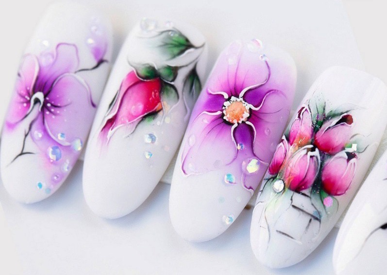 Watercolour gel polishes